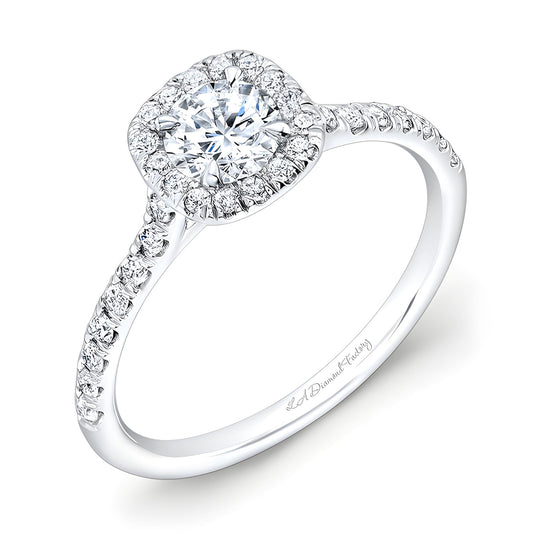 14kt White Gold Cushion Halo Engagement Set #2060