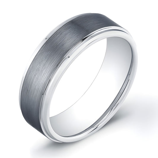 8mm Tungsten Carbide ring with a flat matte top and polished edges