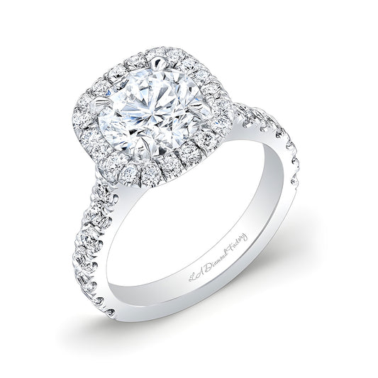 Scalloped Pave Cushion Cut Halo (Round Center)