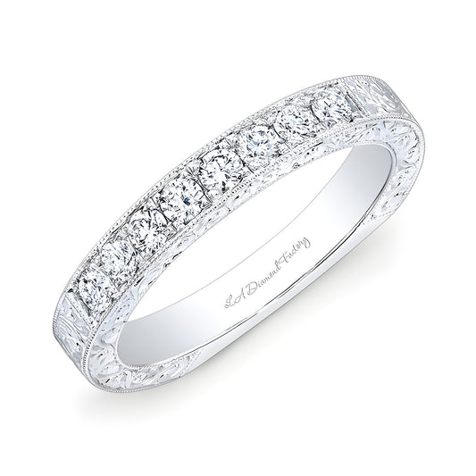 2.5mm Ladies Hand Engraved Diamond Wedding Band (1/4ctw)