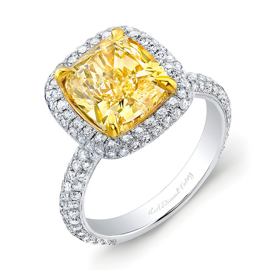 Fancy Yellow Halo Engagement Ring