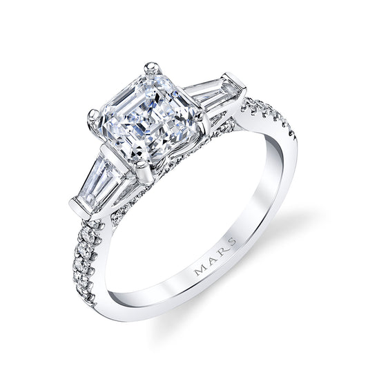 Ladies Asscher Engagement Ring 27379