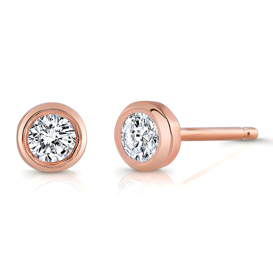 14kt Rose Gold Bezel Set Earrings (1/3ctw)