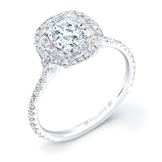 Double Cushion Halo Engagement Ring