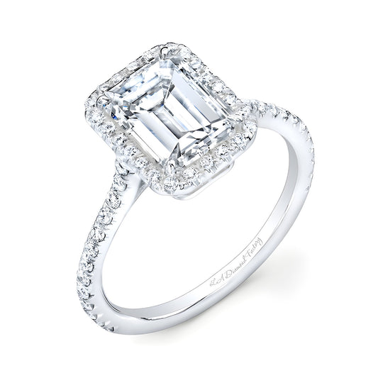 Emerald Cut Halo Engagement Ring